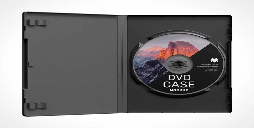 An image of a DVD mockup in its case on a white background